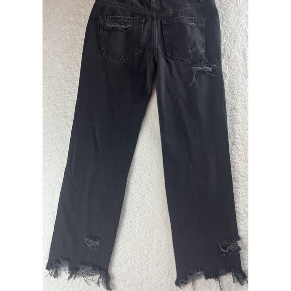 Free People We The Free Jeans Womens 25 Button Fly Straight Leg Distressed Black - Picture 14 of 16